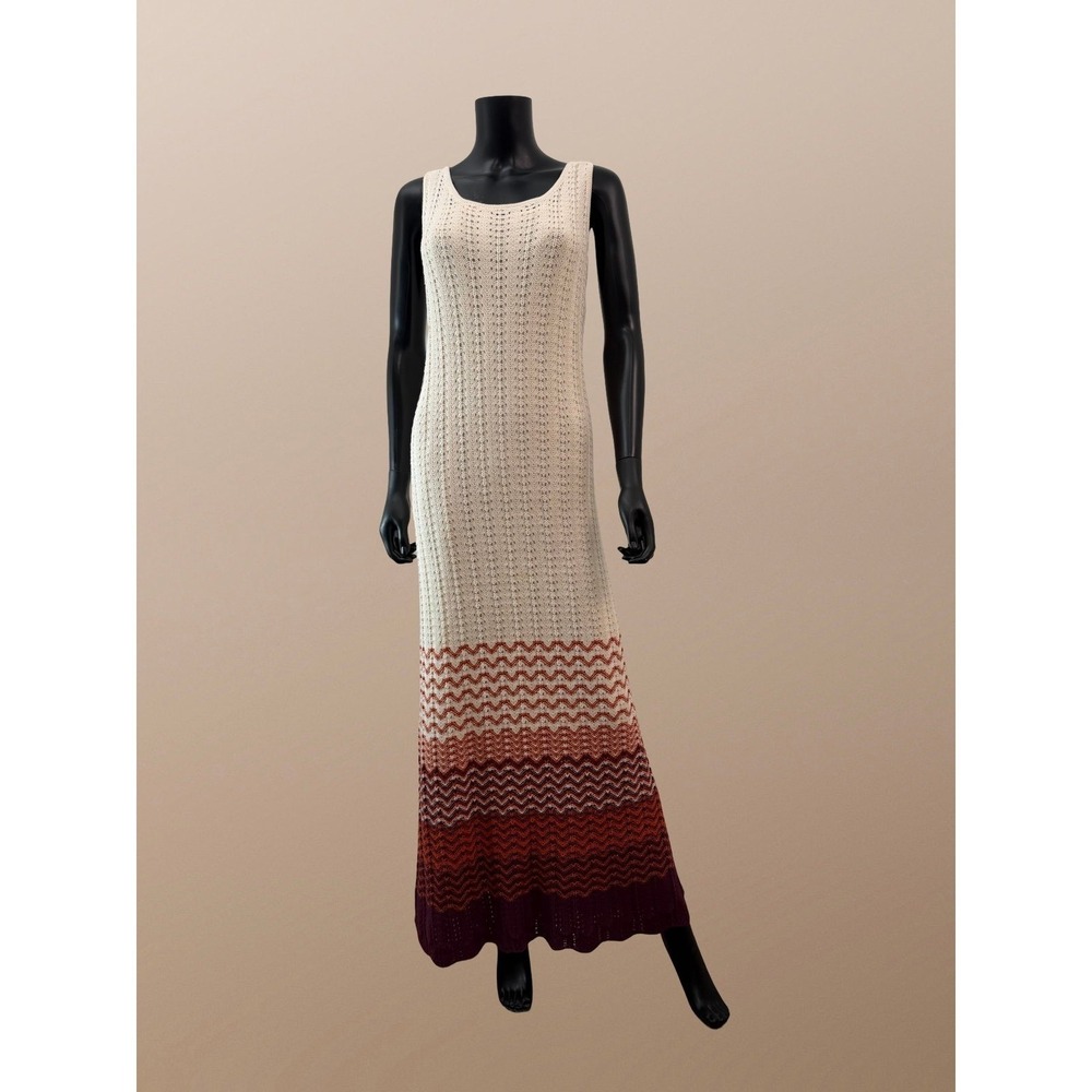 Lane Bryant Crochet Knit Maxi Dress 18 20 Plus Beige Ombre Boho - Picture 3 of 10